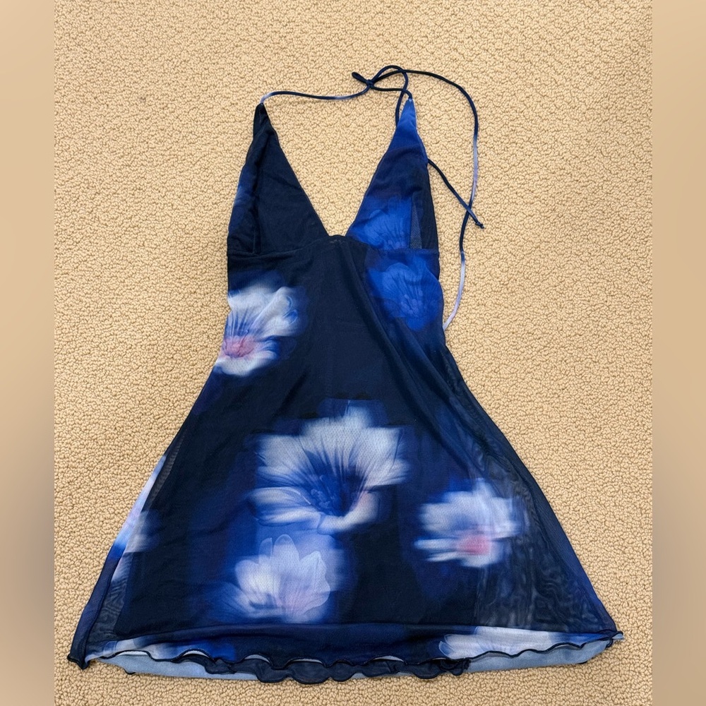 White Fox Boutique Blue Floral Mini Dress